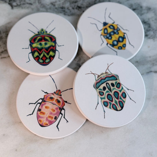 Jewel Beetle Ceramic Coasters