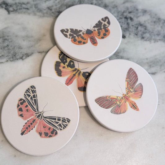 Orange Moth Ceramic Coasters