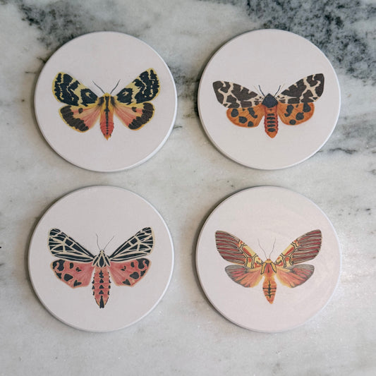 Orange Moth Ceramic Coasters