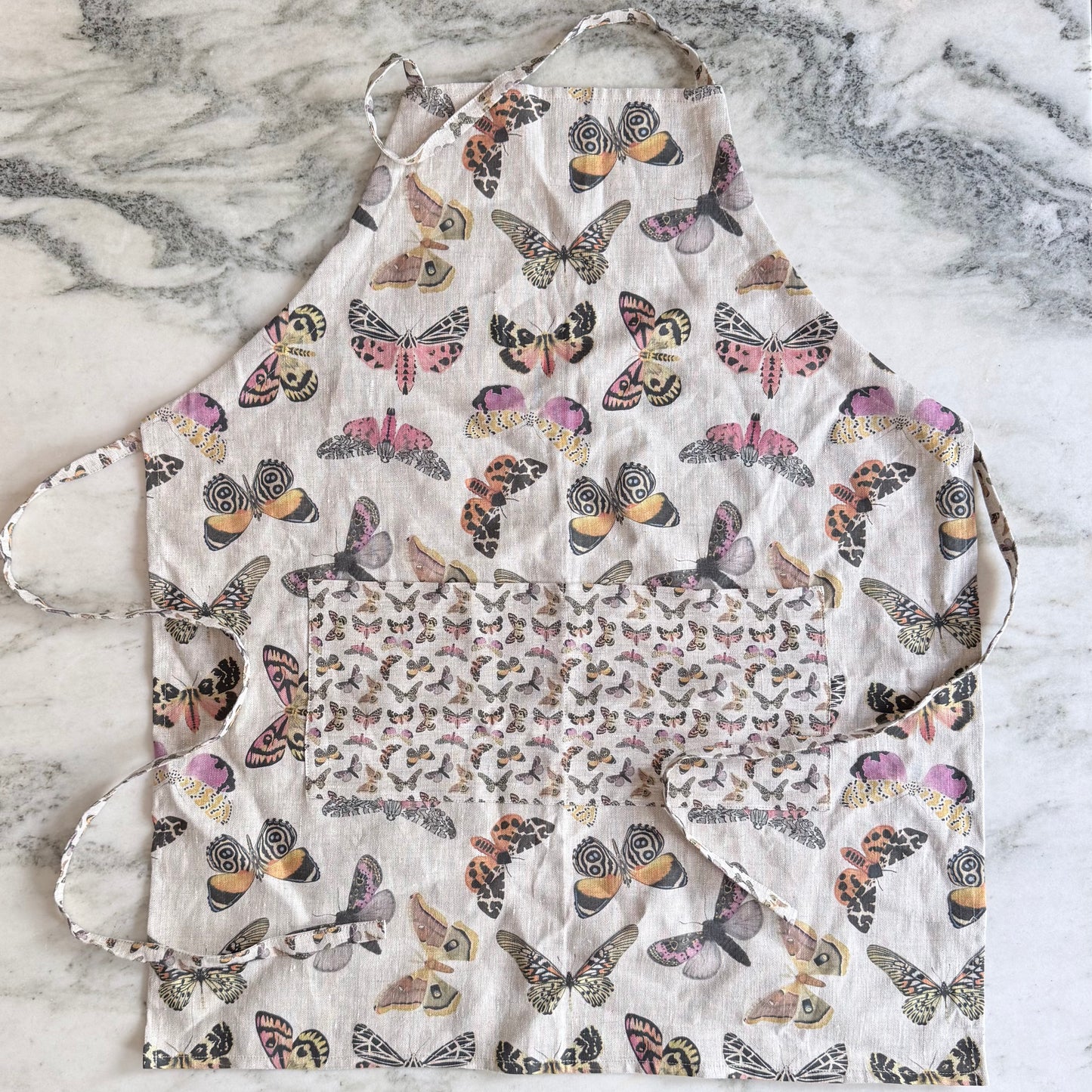 Scattered Moths Linen Apron
